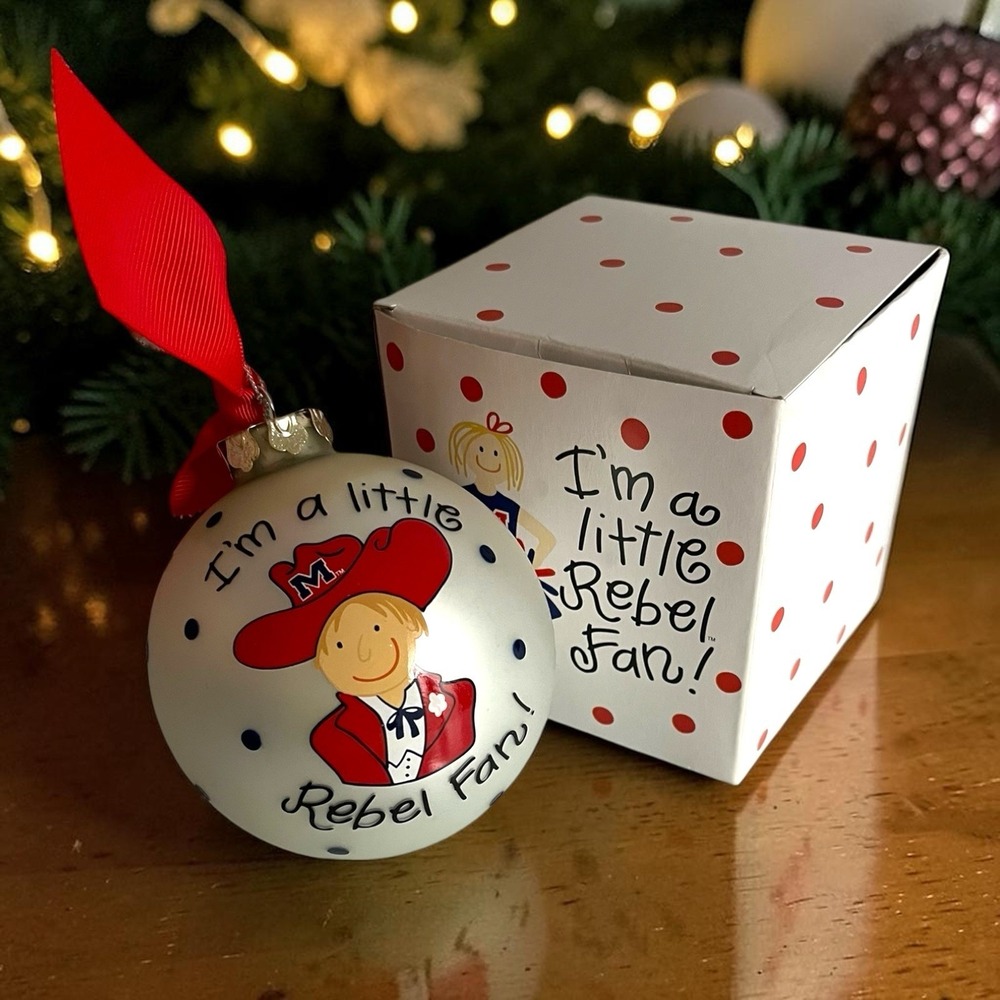 Ole Miss University Mississippi Christmas Ornament Im A Little Rebel Fan Ball